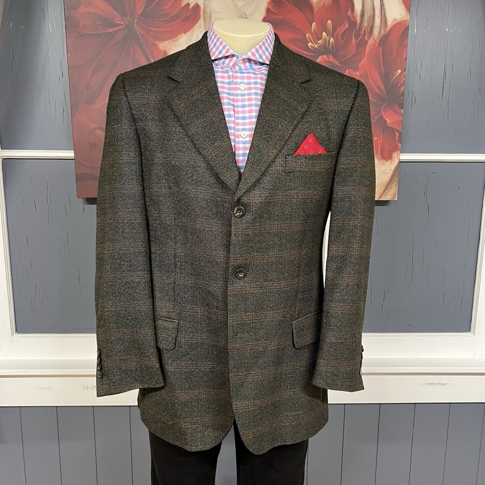 John W. Nordstrom Australian Merino Blazer Mens 42R Shoulder Pads 3 Button - Picture 2 of 12